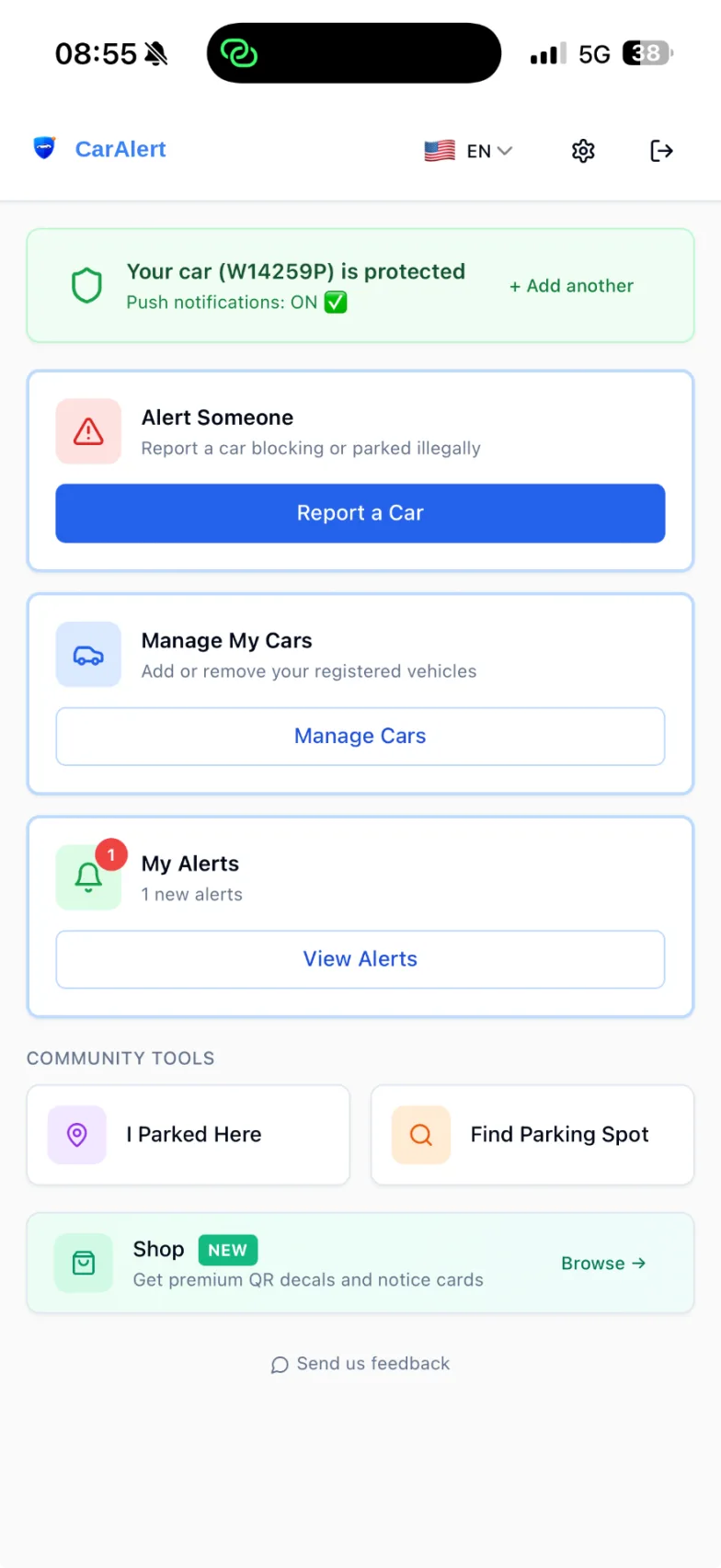 CarAlert — Get notified about your parked car